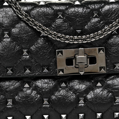 Valentino Garavani Craquele Nappa Small Rockstud Spike Shoulder Bag Black 7 of 10