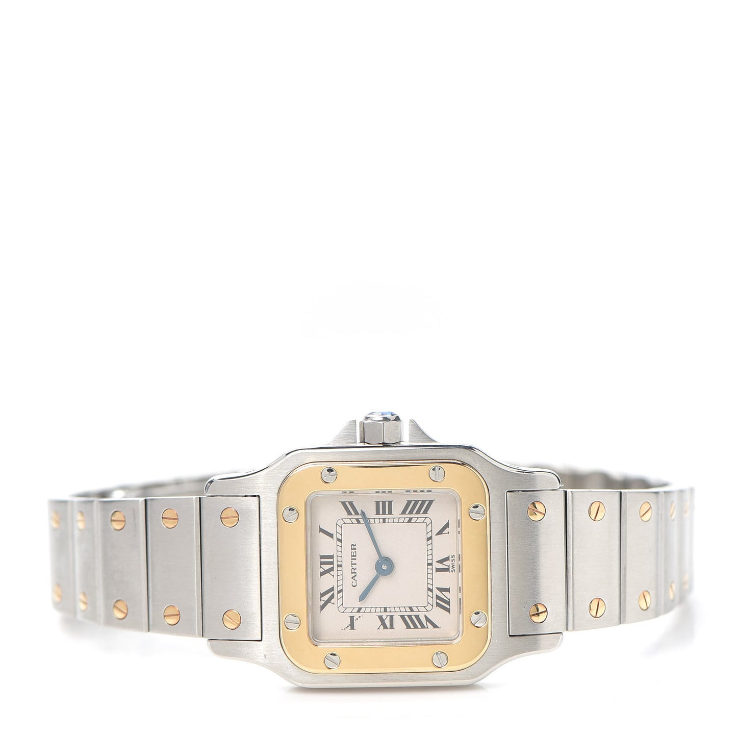 Stainless Steel 18K Yellow Gold 24mm Santos De Cartier Galbee Quartz Watch