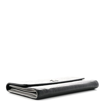 Chanel Lambskin Camellia Embossed Large Flap Wallet Black 4 of 7