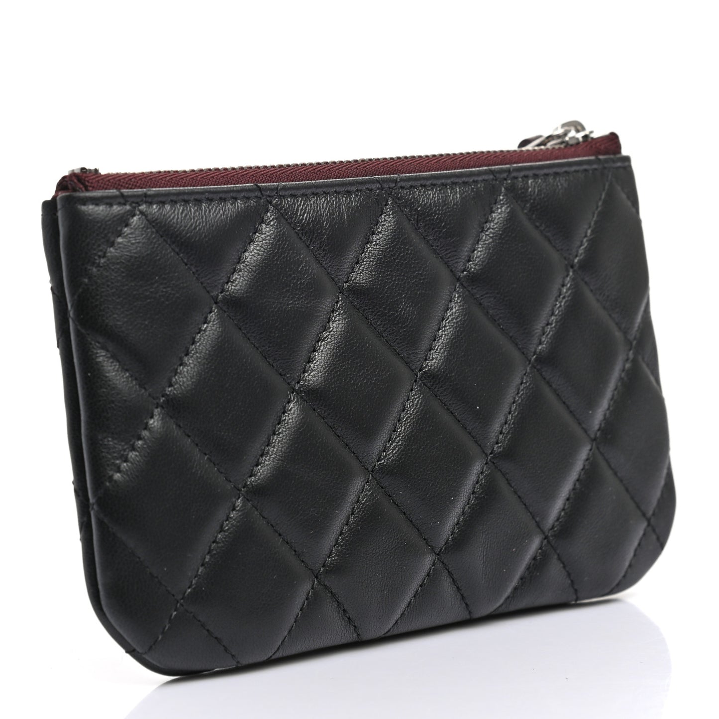 Lambskin Quilted Small Cosmetic Case Black