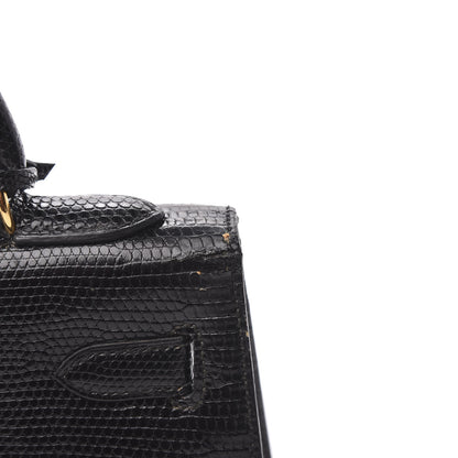 Hermes Lizard Kelly Sellier 32 Black 35 of 35