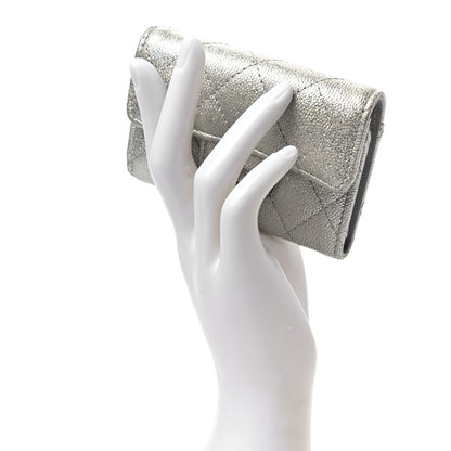 Chanel Metallic Caviar Quilted Classic 4 Key Holder Wallet Silver 2 of 7
