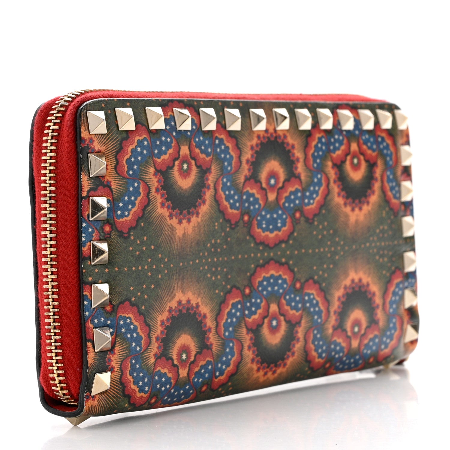 Valentino Garavani Canvas Enchanted Wonderland Rockstud Zip Around Wallet Rosso 3 of 7