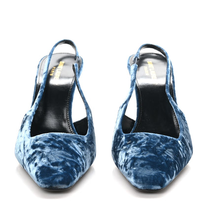 Saint Laurent Velluto Mastrop Tom 90 Dream Slingback Pumps 40 Denim 3 of 10