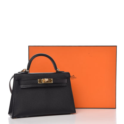 Hermes Chevre Chandra Mini Kelly Sellier 20 Black 9 of 9