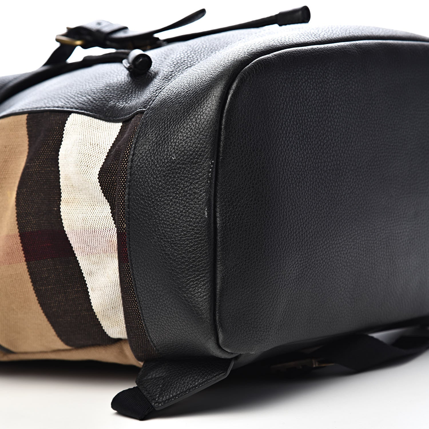 Burberry Grain Calfskin Canvas Mega Check Drifton Backpack Black 12 of 14
