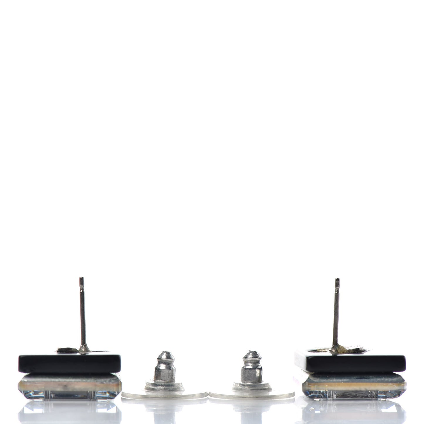 Crystal CC Square Charm Earrings Black