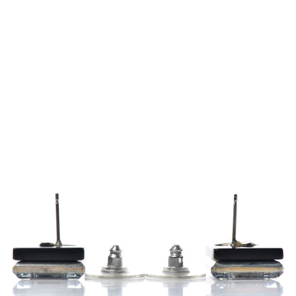 Chanel Crystal CC Square Charm Earrings Black 3 of 4