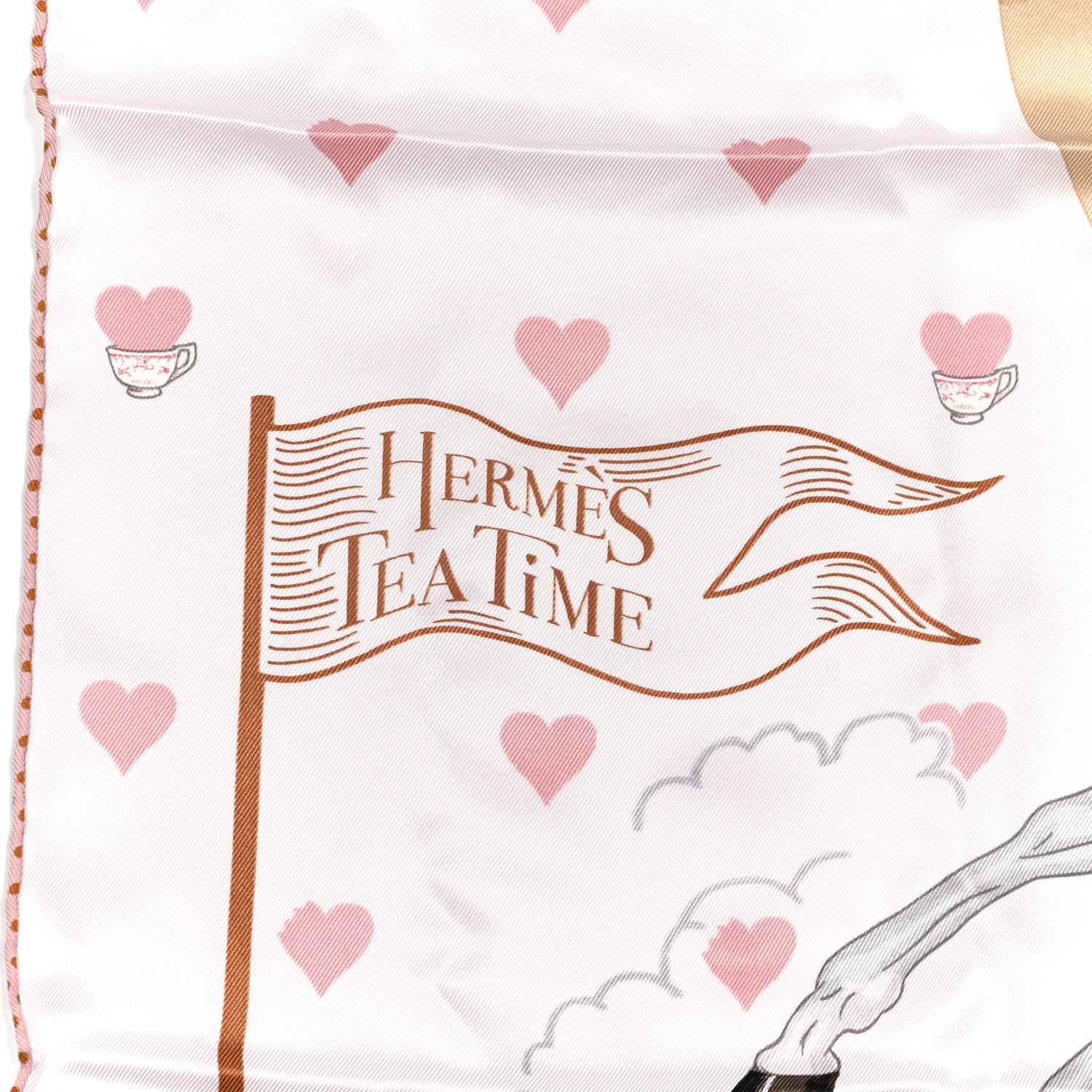 Hermes Silk Hermes Tea Time Scarf 70 Rose Pale Beige 5 of 6
