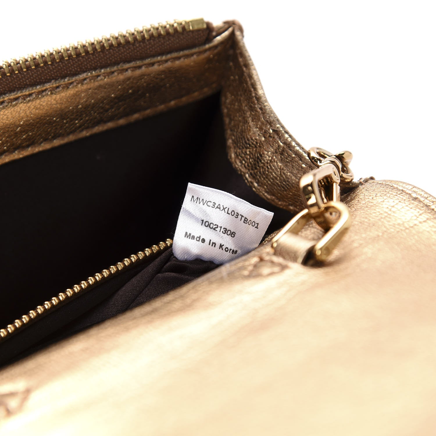 MCM Metallic Calfskin Swarovski Crystal Romantic Chandelier Crossbody Clutch Gold 9 of 12