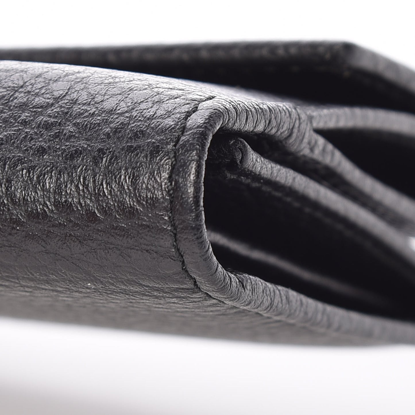 Pebbled Calfskin Punch Continental Flap Wallet Black