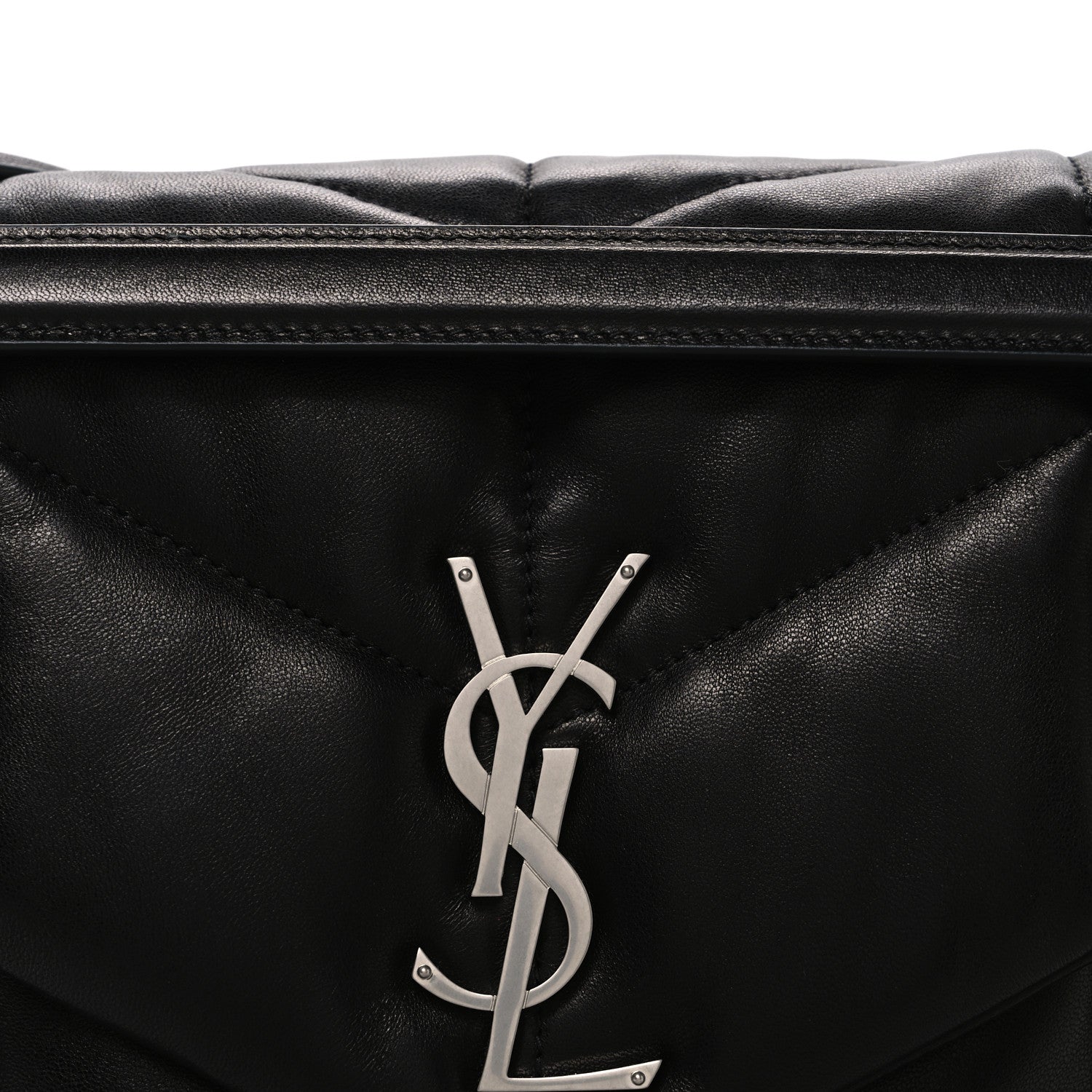 Saint Laurent Lambskin Quilted Medium Loulou Puffer Monogram Chain Satchel Black 8 of 10