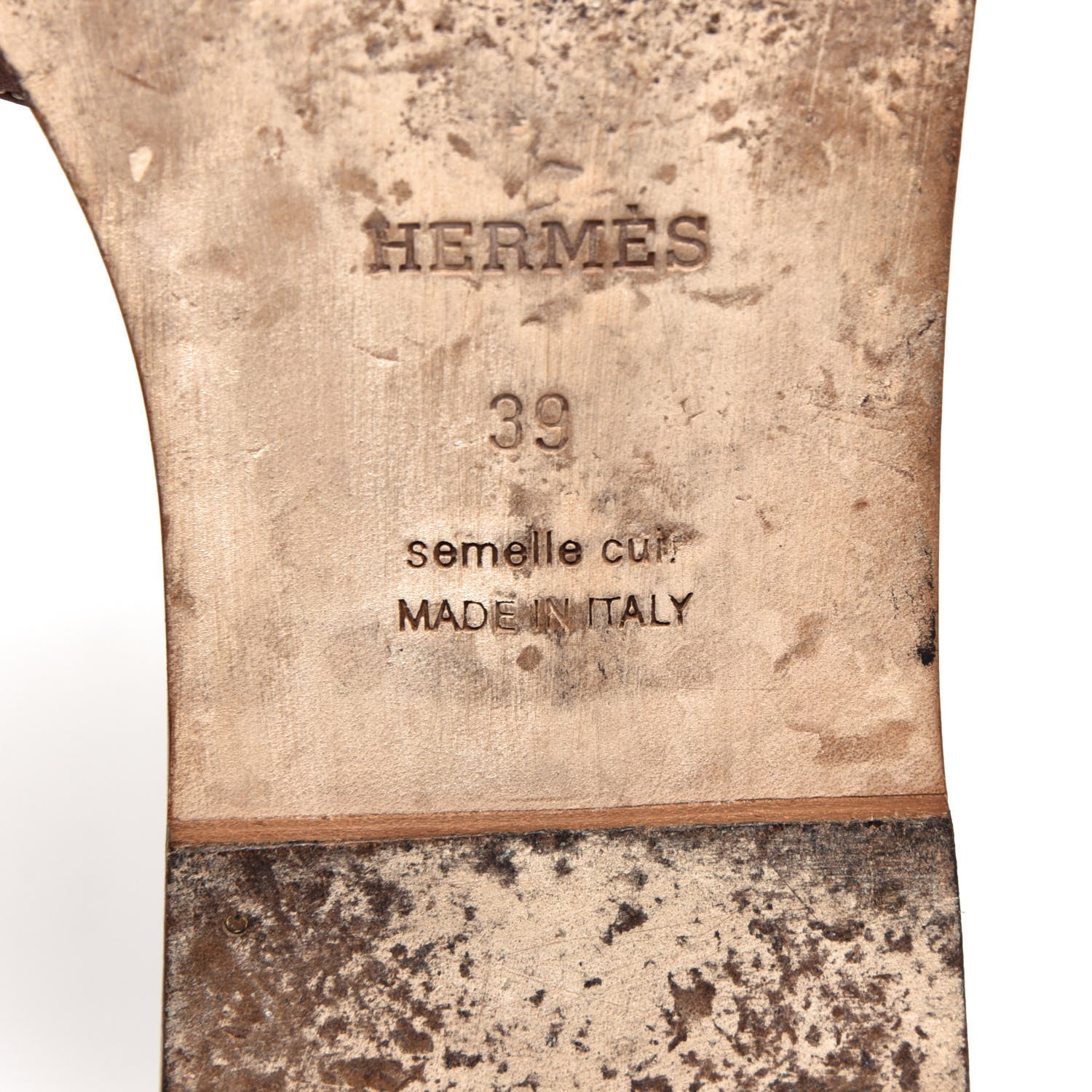 Hermes Box Calfskin Oran Sandals 39 Gold 9 of 10