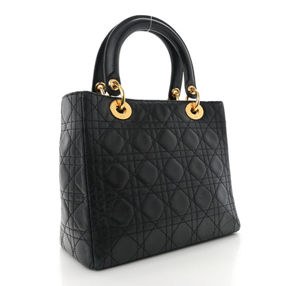 Christian Dior Lambskin Cannage Medium Lady Dior Black 3 of 15