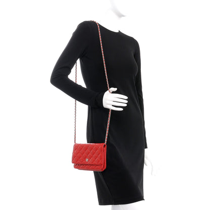 Chanel Caviar Quilted Wallet On Chain WOC Red 2 of 10