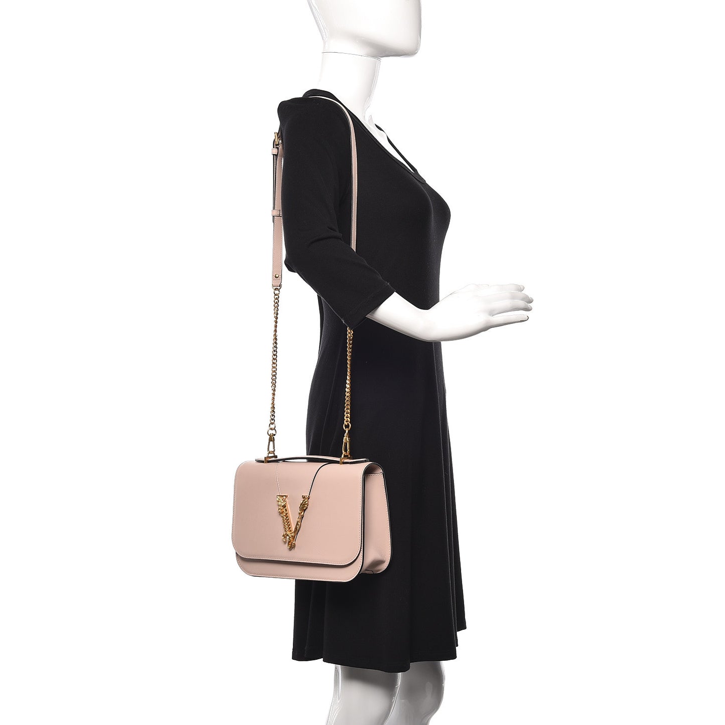 Vitello Barocco Virtus Top Handle Shoulder Bag Pink