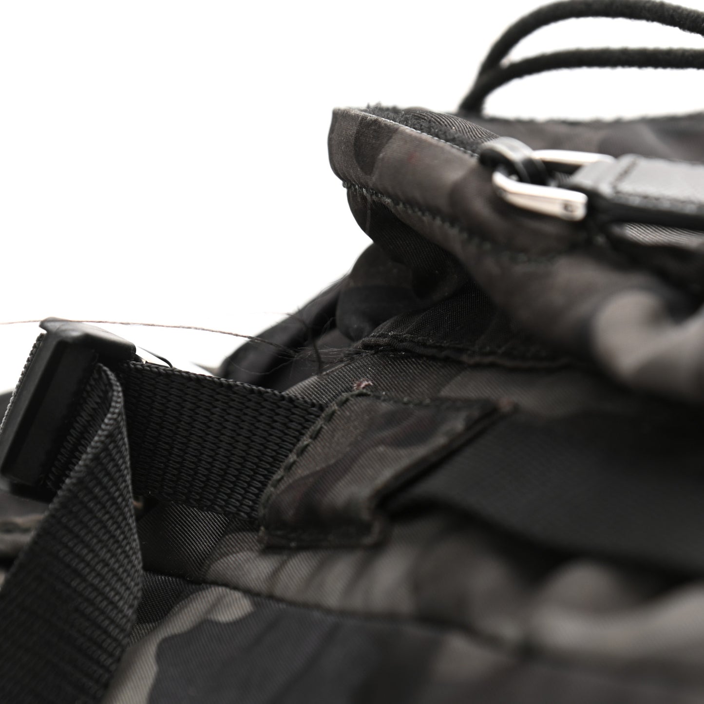 Tessuto Nylon Camouflage Print Double Buckle Backpack Fumo