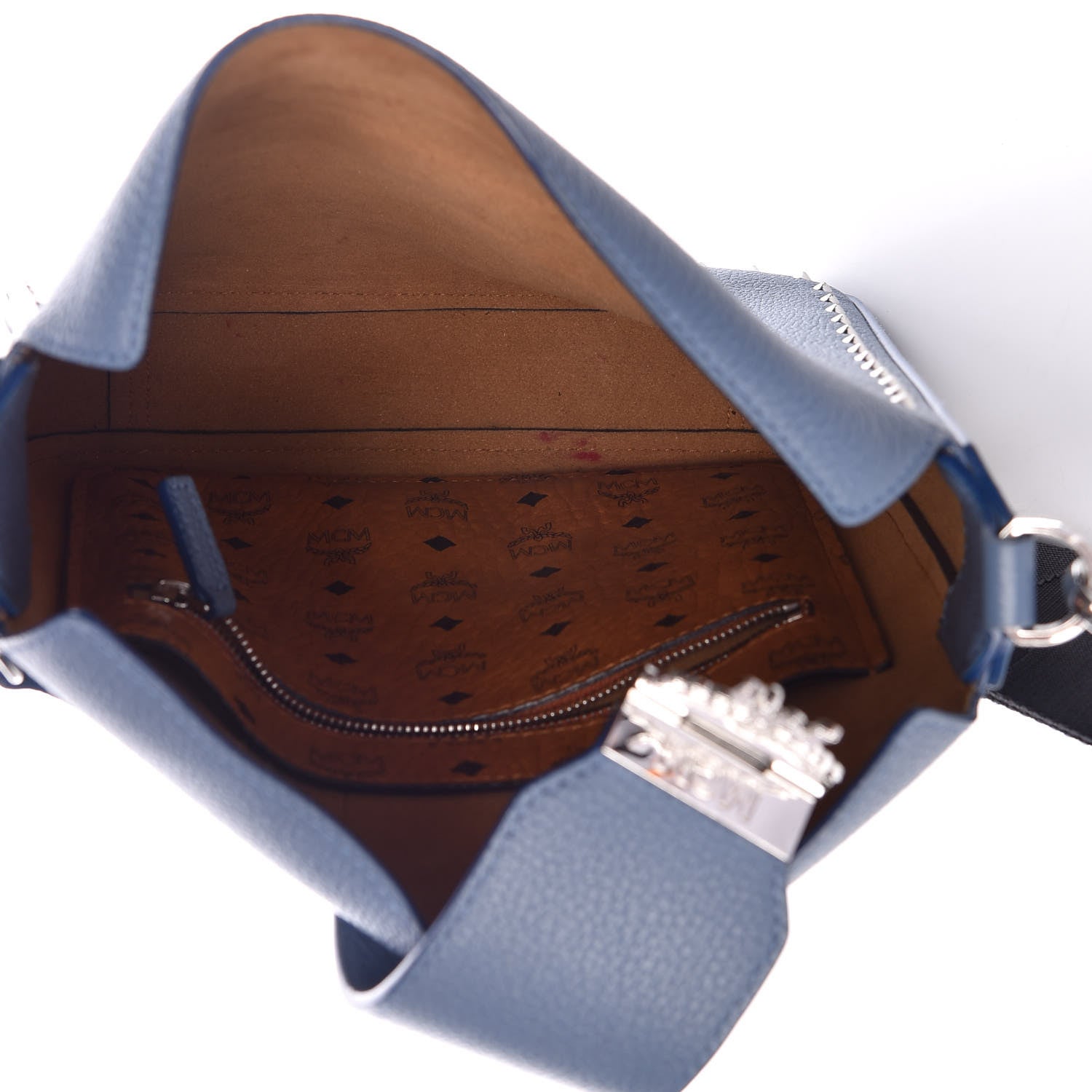 MCM Calfskin Studded Medium Kasion Park Avenue Crossbody Luft Blue 5 of 10