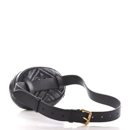 Gucci Calfskin Matelasse GG Marmont Belt Bag 85 34 Black 2 of 9