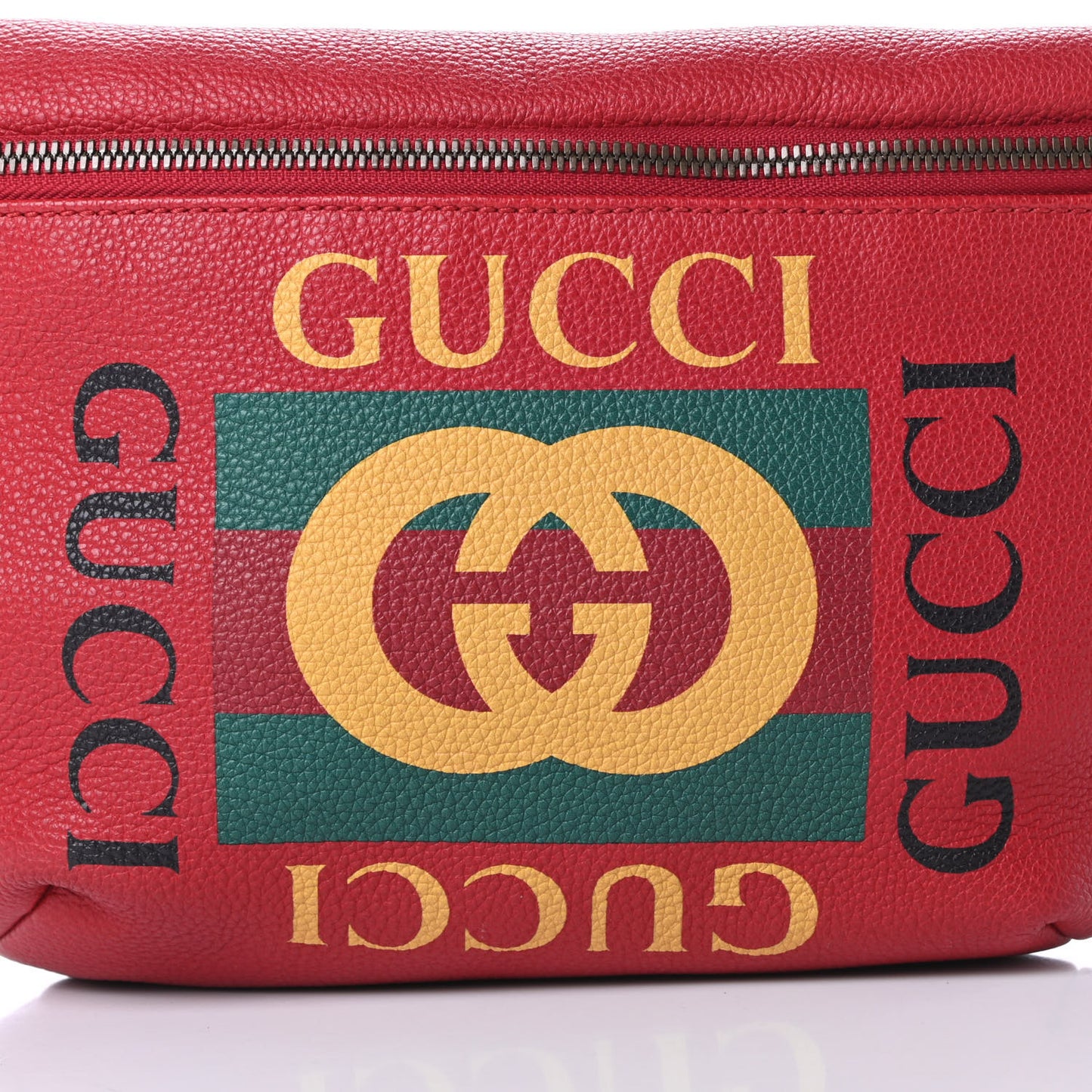Grained Calfskin Logo Belt Bag Hibiscus Red