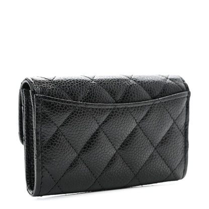 Chanel Caviar Quilted Flap Card Holder Wallet Black 3 of 9