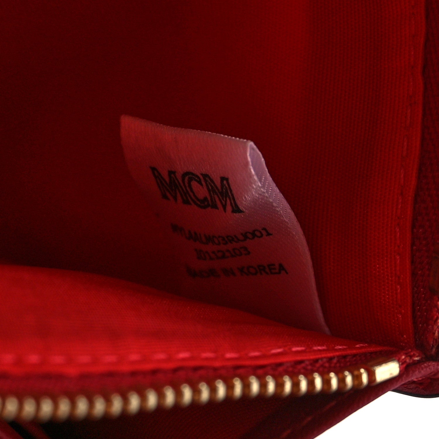 MCM Visetos Calfskin Large Mena Crossbody Wallet On Chain Cognac Ruby Red 6 of 10