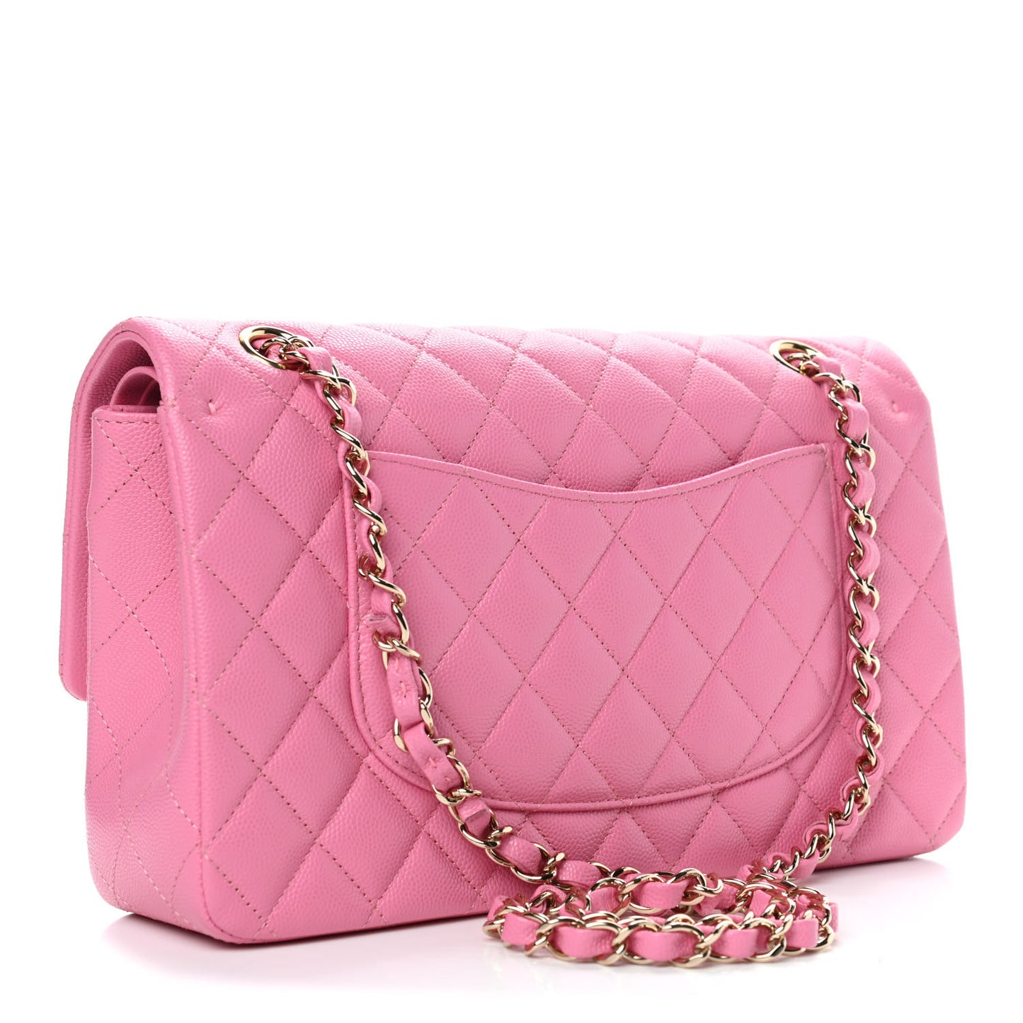 Caviar Quilted Medium Double Flap Pink