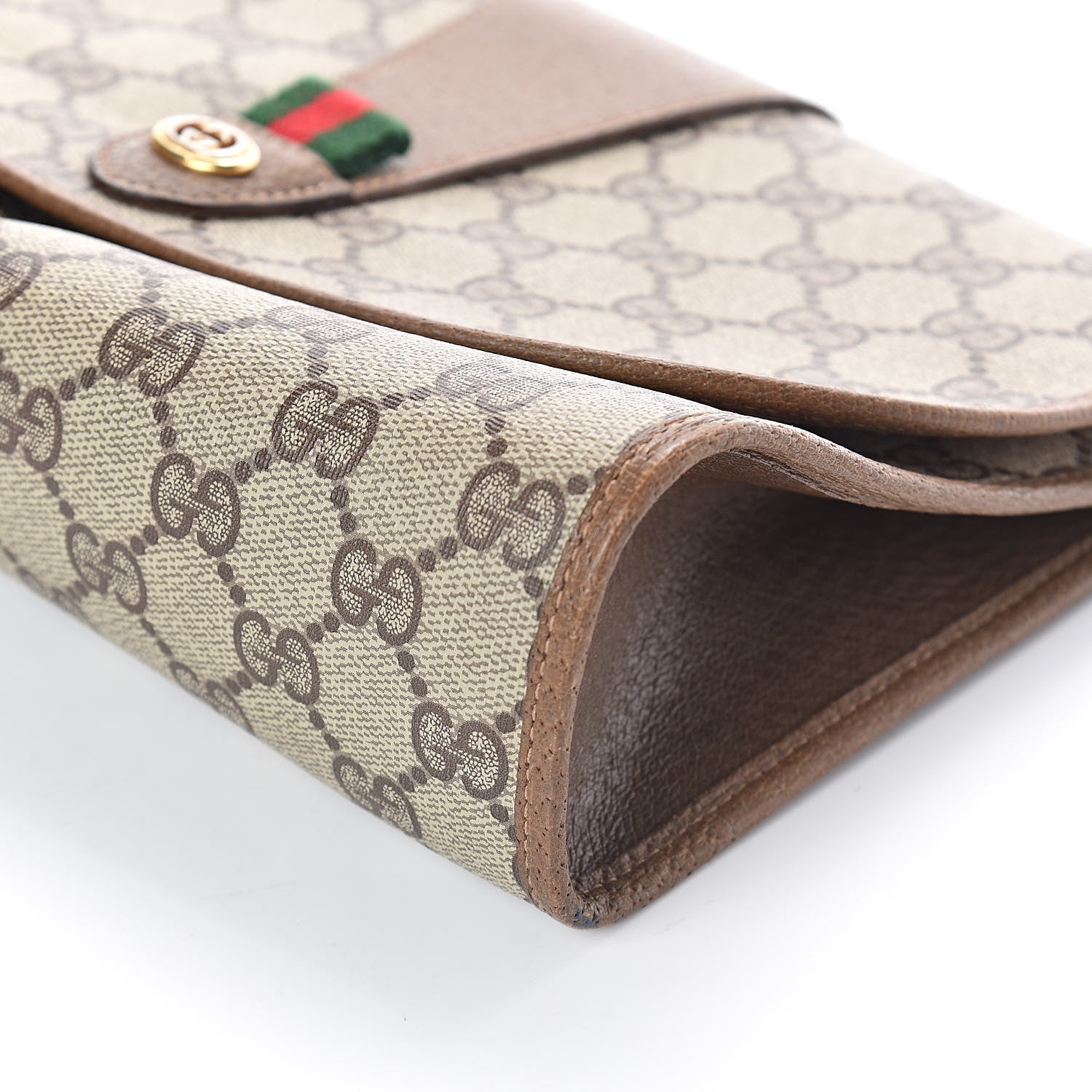 Gucci Coated Canvas Monogram Web Clutch Brown 11 of 11