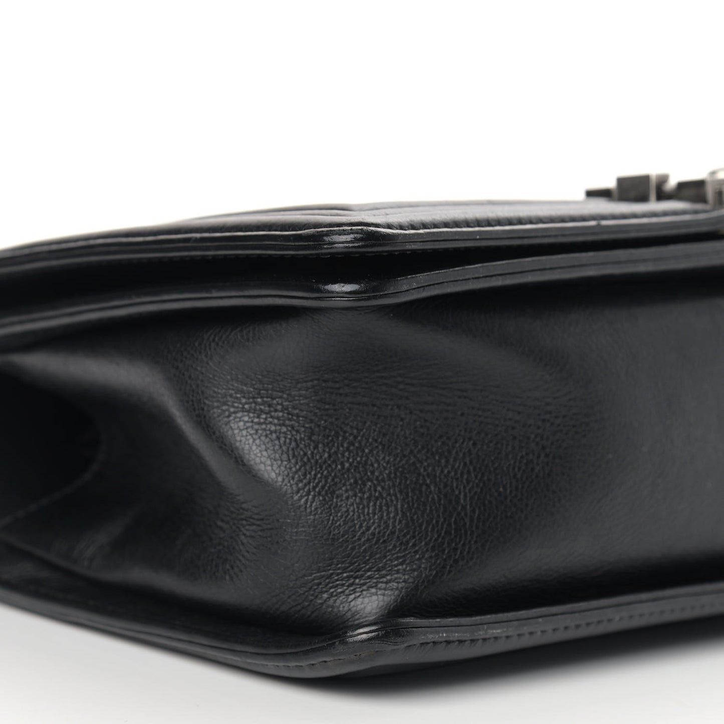 Calfskin Double Stitch Medium Boy Flap Black