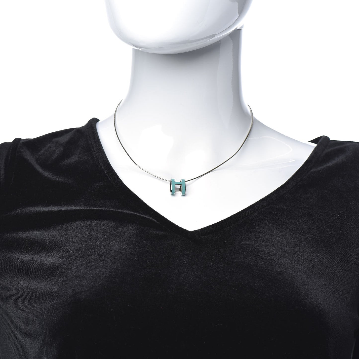 Lacquered Palladium Pop H Pendant Necklace Turquoise