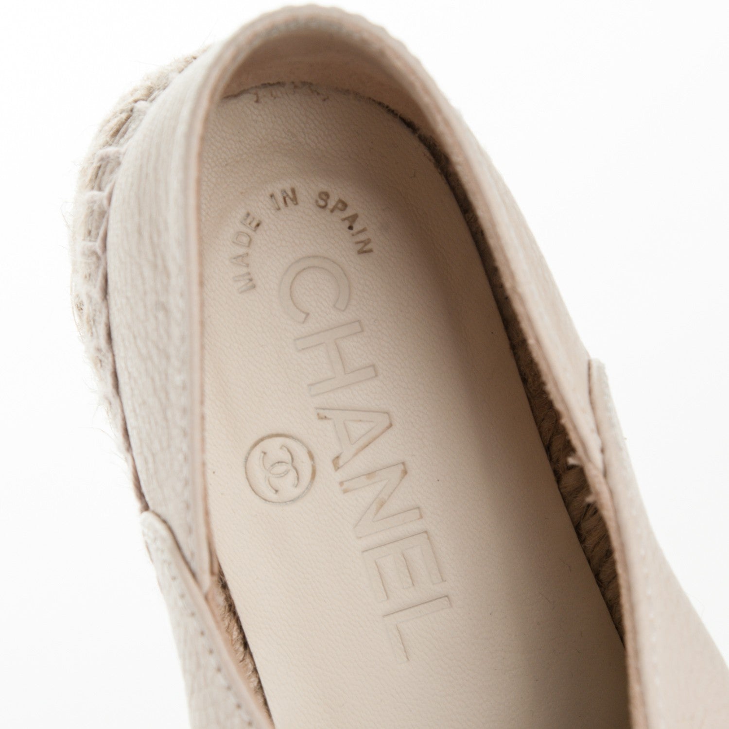 Chanel Grained Calfskin CC Espadrilles 35 Beige Black 8 of 8