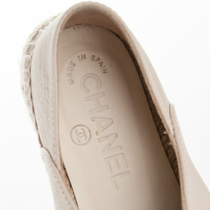 Chanel Grained Calfskin CC Espadrilles 35 Beige Black 8 of 8