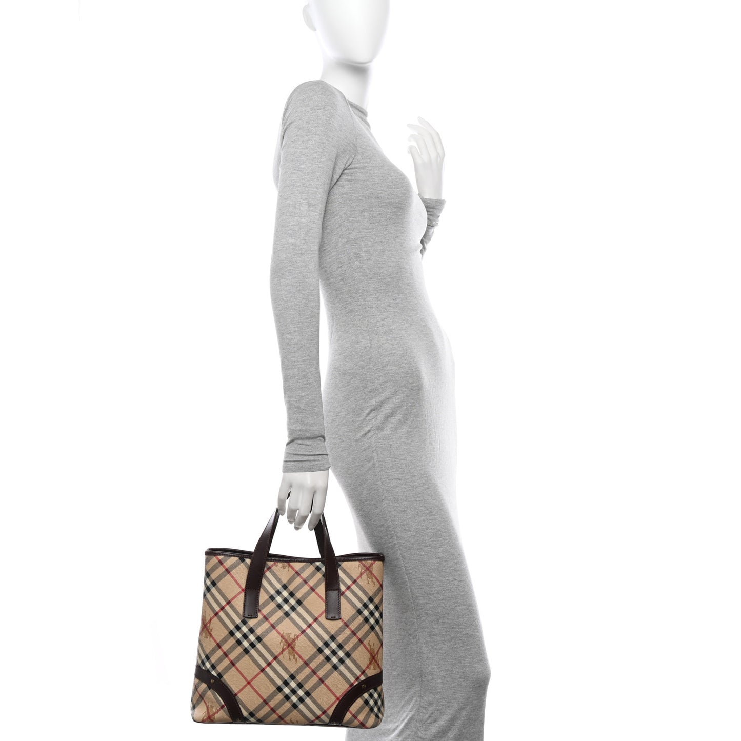 Haymarket Check Studded Tote Chocolate