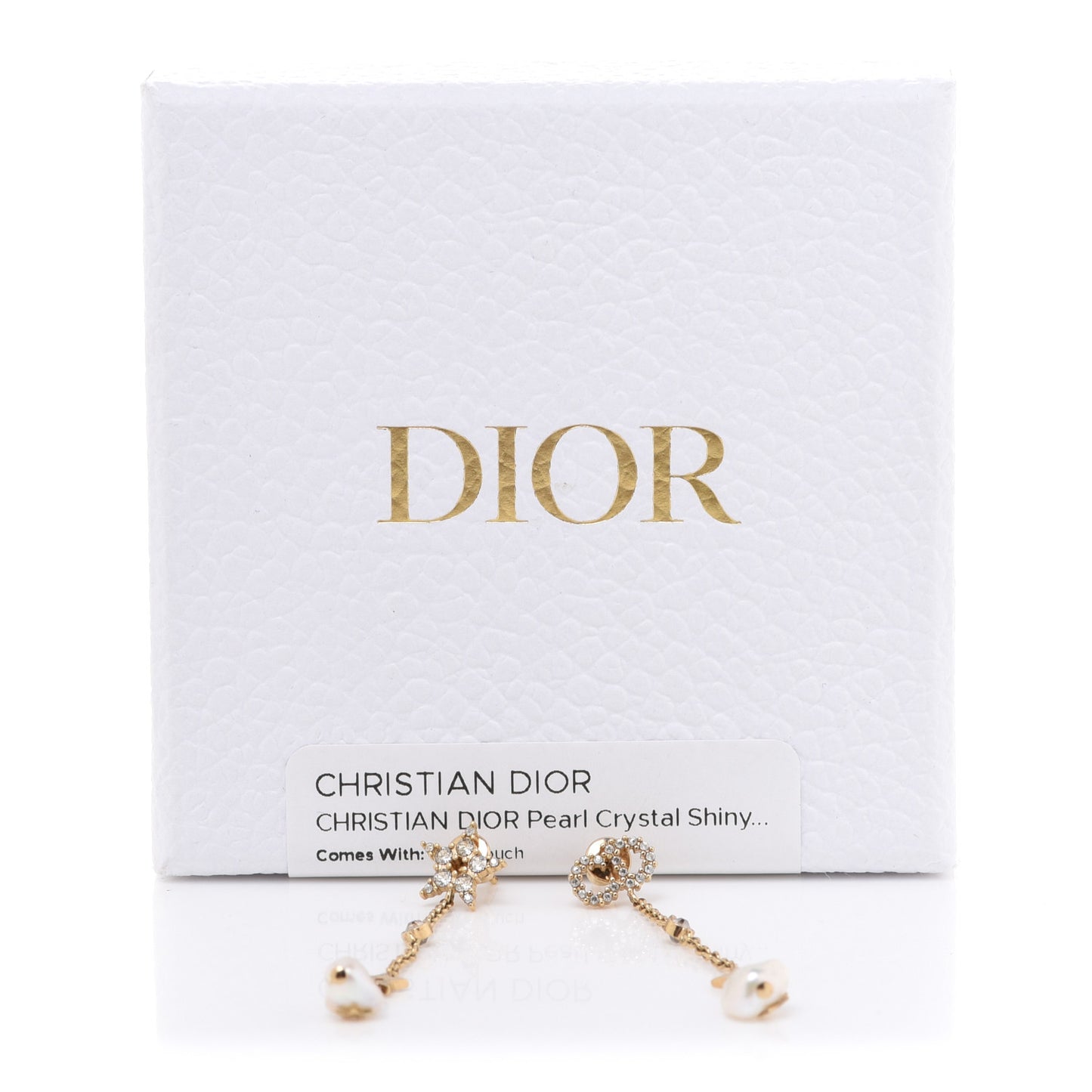 Pearl Crystal Shiny-D Dangle Chain Earrings Gold
