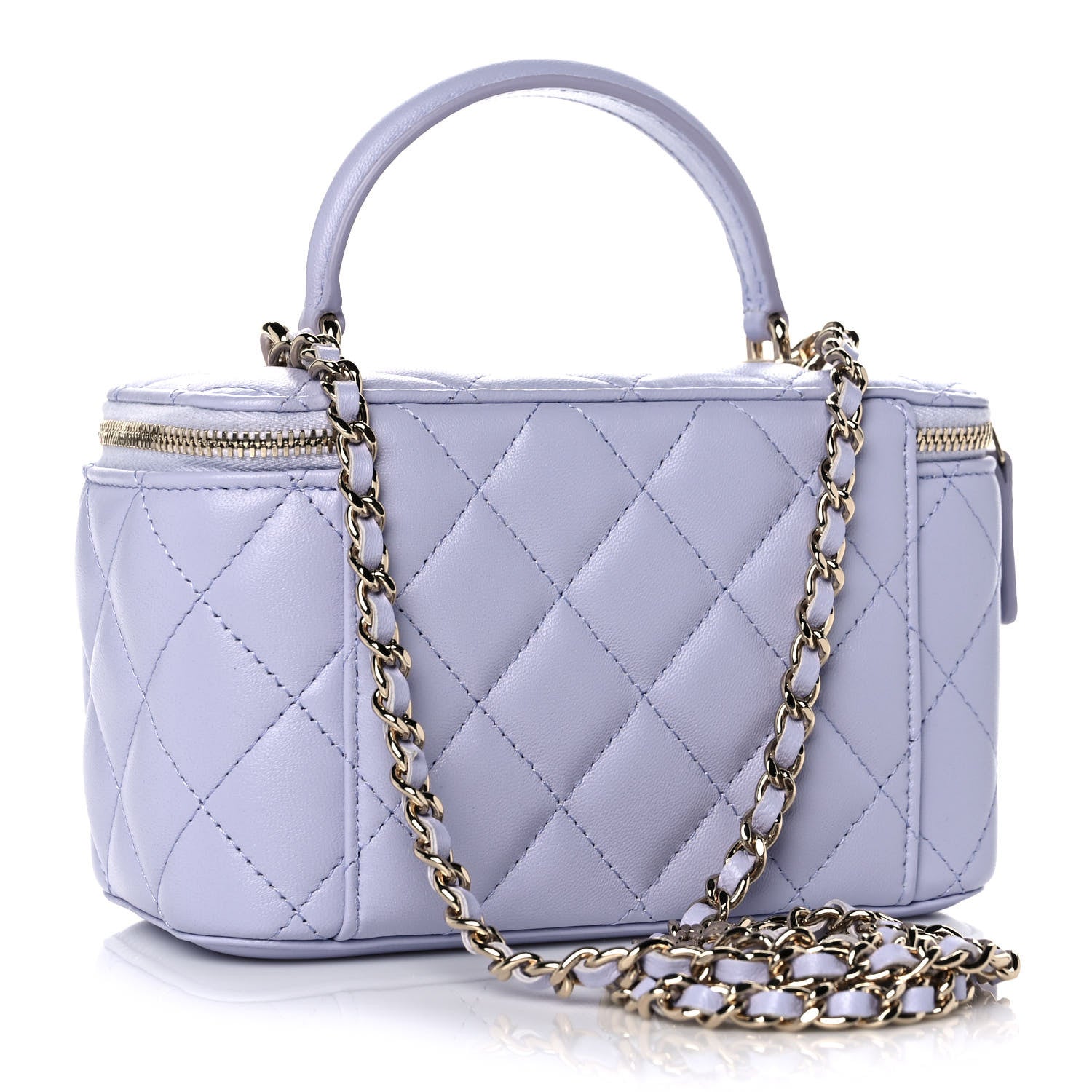 Chanel Lambskin Quilted Small Top Handle Vanity Case With Chain Light Purple 3 of 12