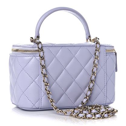 Chanel Lambskin Quilted Small Top Handle Vanity Case With Chain Light Purple 3 of 12