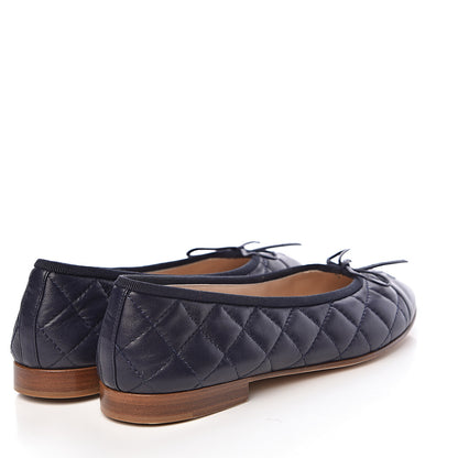 Chanel Quilted Lambskin CC Ballerina Flats 37 Navy 4 of 8