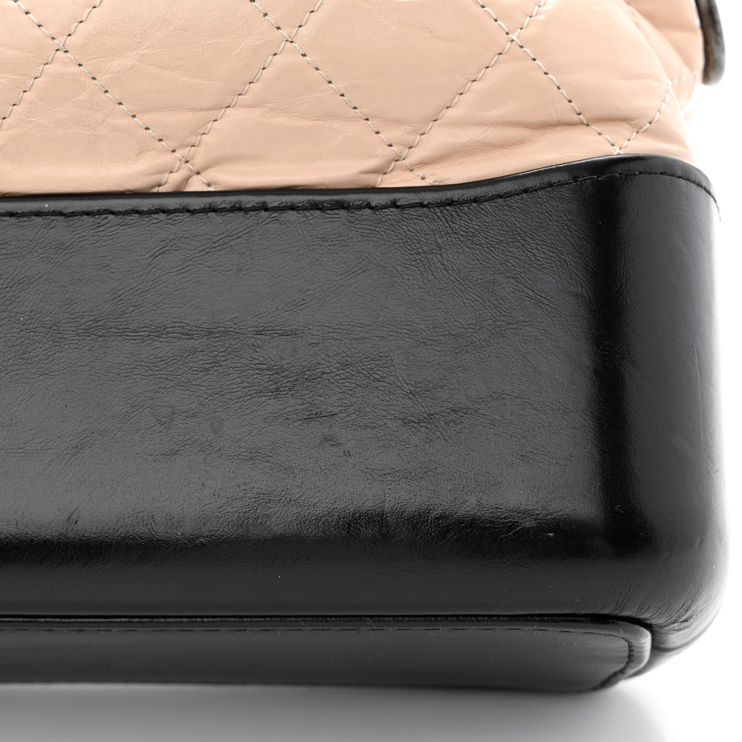 Aged Calfskin Quilted Medium Gabrielle Hobo Beige Black
