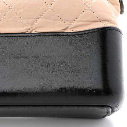 Chanel Aged Calfskin Quilted Medium Gabrielle Hobo Beige Black 19 of 19
