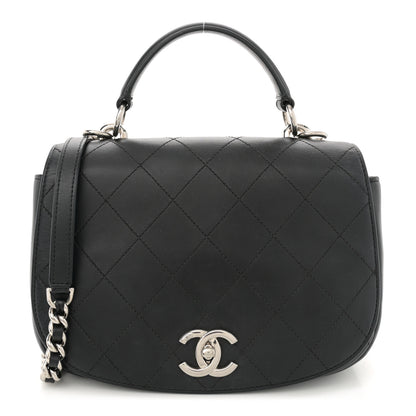 Chanel Calfskin Stitched Ring My Bag Flap Crossbody Bag Black 1 of 11