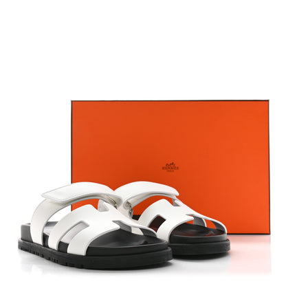 Hermes Calfskin Womens Chypre Sandals 35.5 White 10 of 10