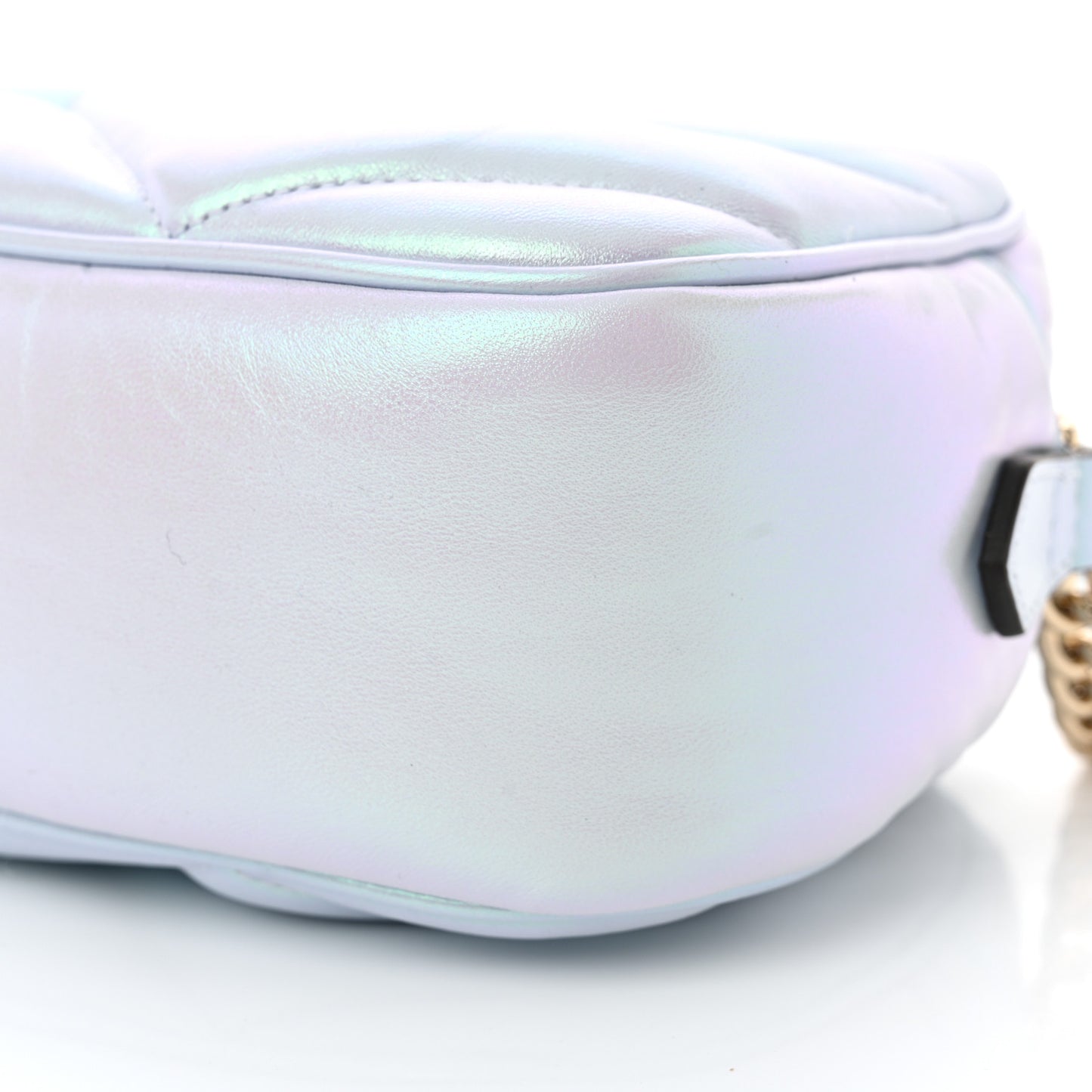 Iridescent Nappa Chevron Matelasse Small GG Marmont Chain Shoulder Bag Iridescent Snow Light Blue