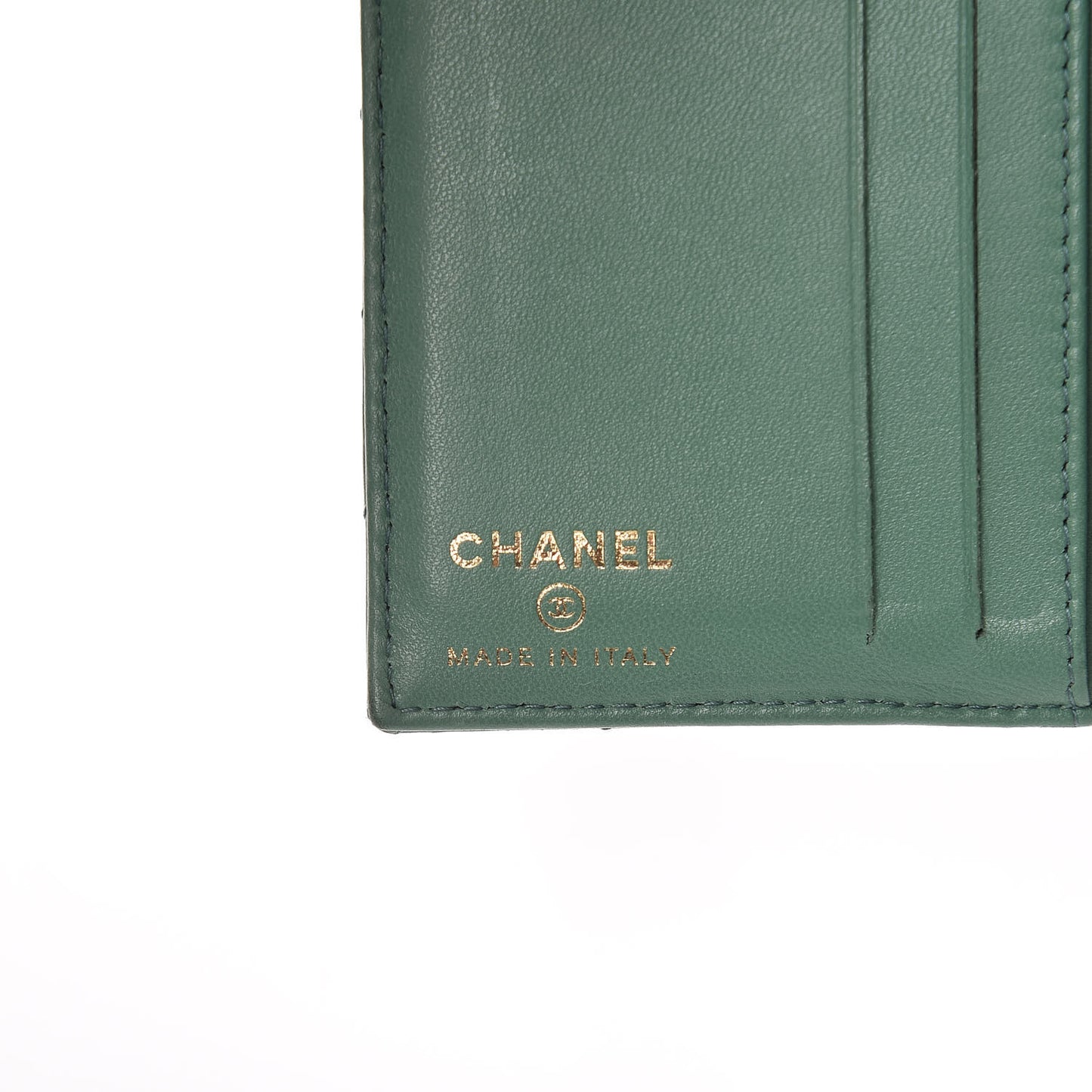 Lambskin Chevron Quilted Card Holder Wallet Green