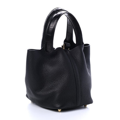 Hermes Taurillon Clemence Matte Alligator Picotin Lock Touch 18 PM Black 2 of 4