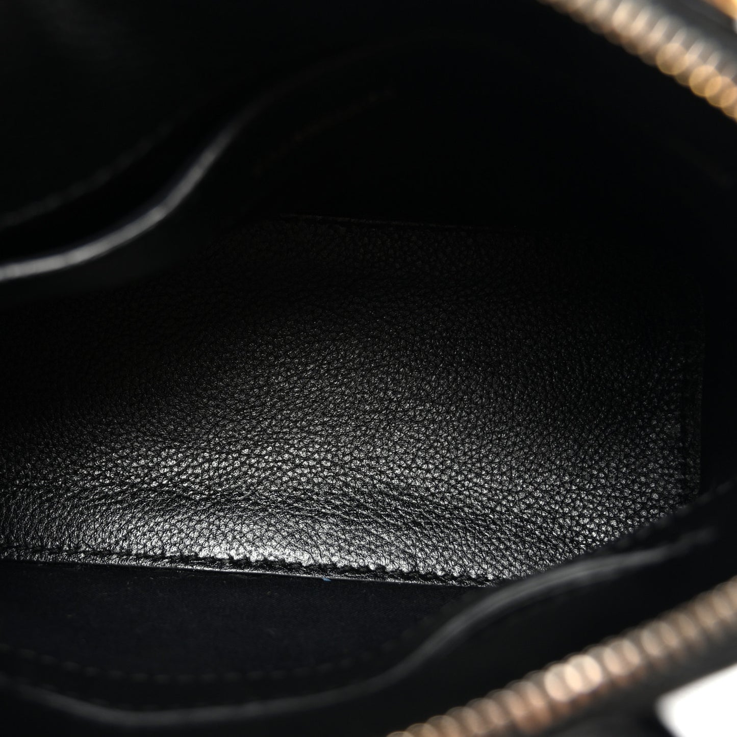 Signature Grained Calfskin Logo XXS Ville Top Handle Bag Black White