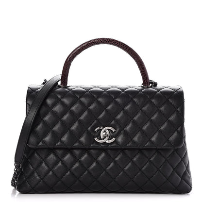 Chanel Caviar Lizard Quilted Medium Coco Handle Flap Black 1 of 8