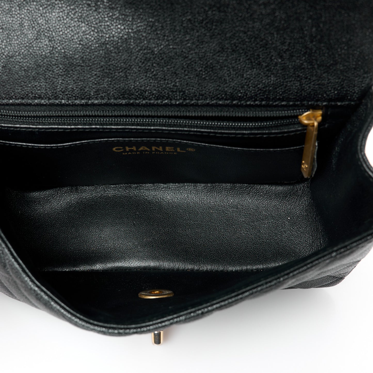 Caviar Quilted Mini Top Handle Rectangular Flap Black