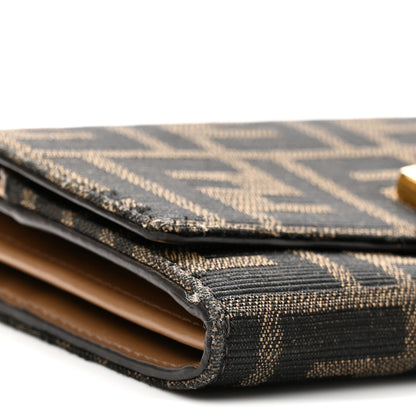 Fendi Fabric Jacquard FF 1974 Continental Wallet On Chain Tobacco Moro 9 of 11