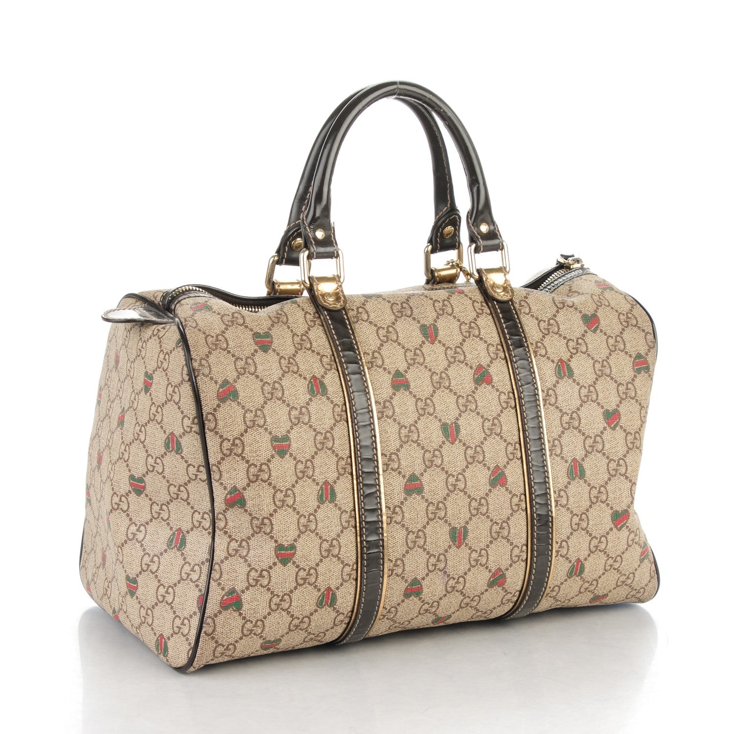 Gucci GG Plus Monogram Hearts Medium Joy Boston Dark Brown 3 of 17