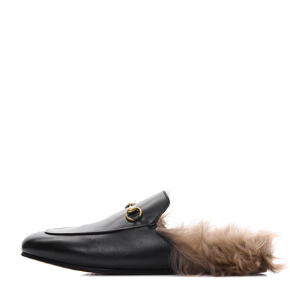 Gucci Calfskin Fur Womens Princetown Slippers 41 Black 1 of 9